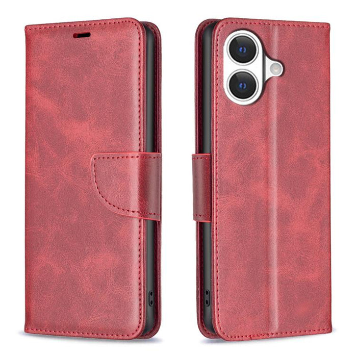 Estuche para teléfono de cuero con tapa de color puro con textura de piel de cordero