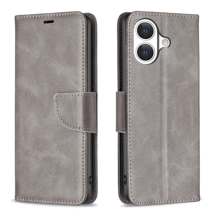 Estuche para teléfono de cuero con tapa de color puro con textura de piel de cordero