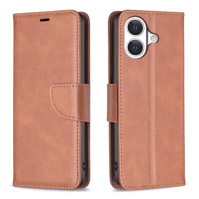 Estuche para teléfono de cuero con tapa de color puro con textura de piel de cordero
