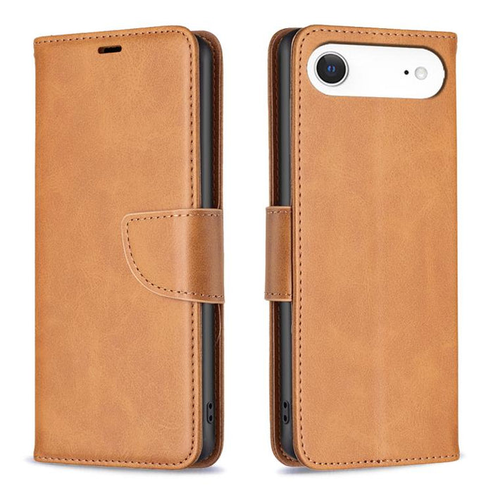 Estuche para teléfono de cuero con tapa de color puro con textura de piel de cordero