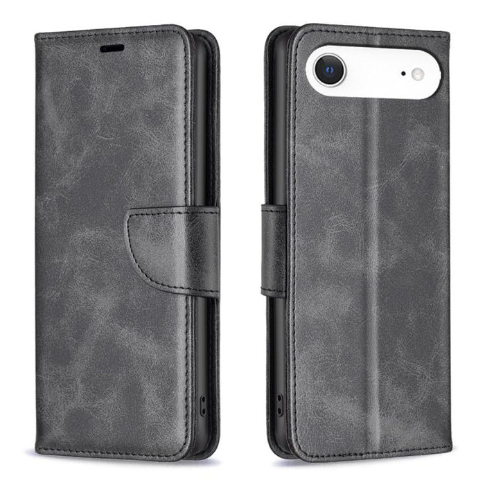 Estuche para teléfono de cuero con tapa de color puro con textura de piel de cordero