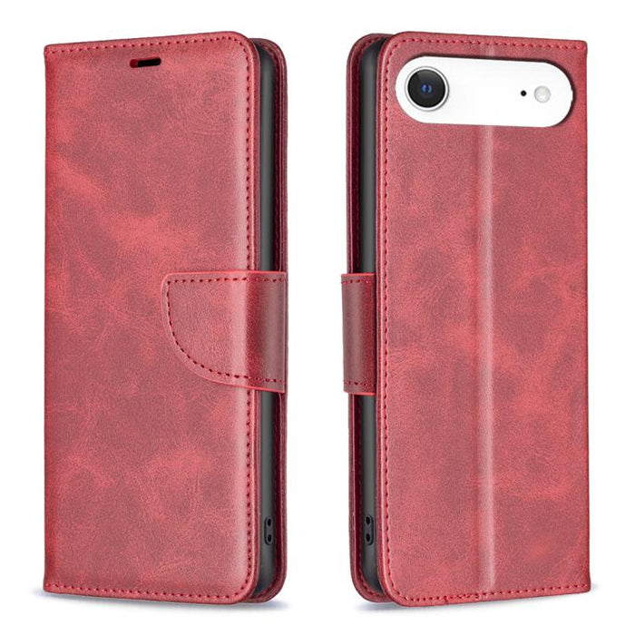 Estuche para teléfono de cuero con tapa de color puro con textura de piel de cordero