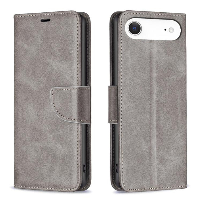 Estuche para teléfono de cuero con tapa de color puro con textura de piel de cordero