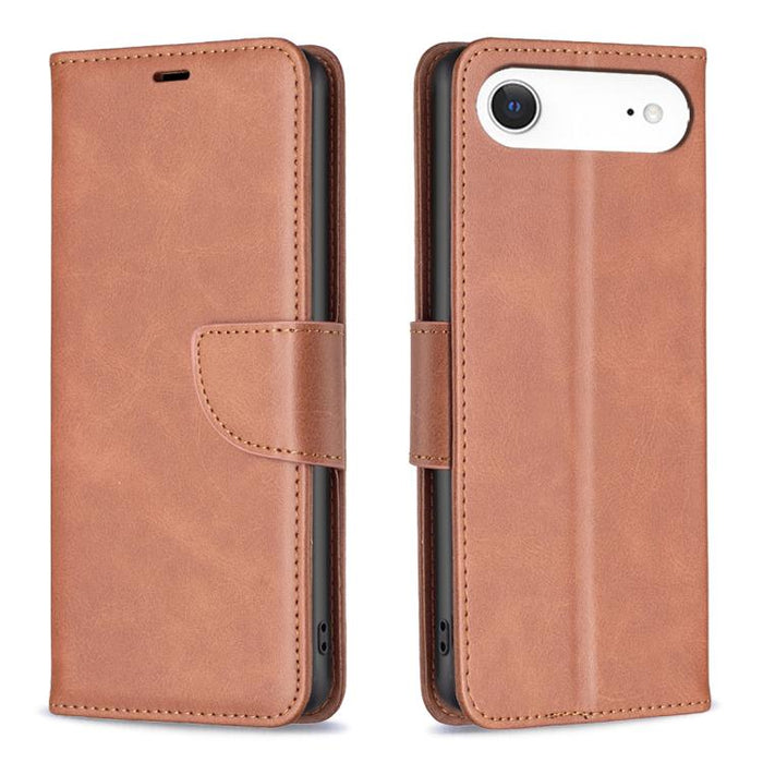 Estuche para teléfono de cuero con tapa de color puro con textura de piel de cordero