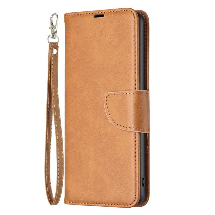 Estuche para teléfono de cuero con tapa de color puro con textura de piel de cordero