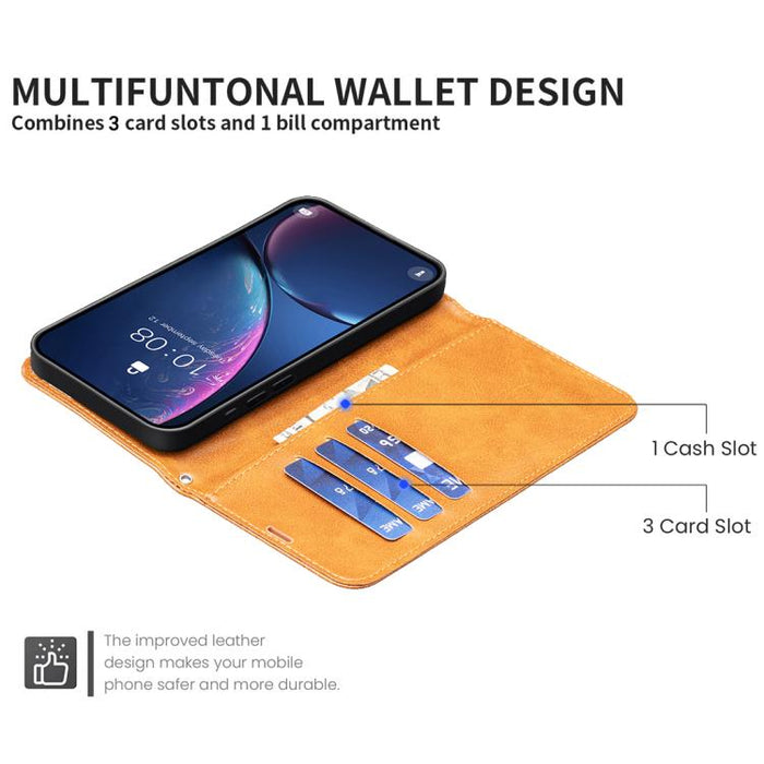 Estuche para teléfono de cuero con tapa de color puro con textura de piel de cordero