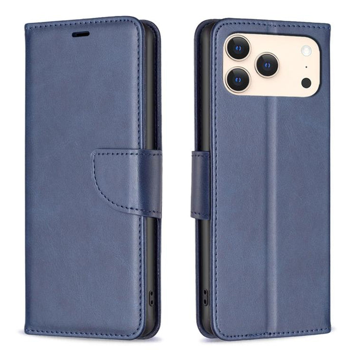 Estuche para teléfono de cuero con tapa de color puro con textura de piel de cordero