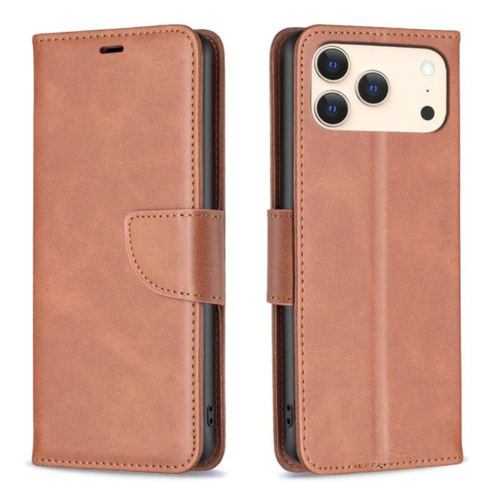 Estuche para teléfono de cuero con tapa de color puro con textura de piel de cordero