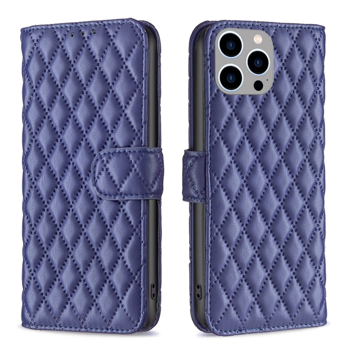 Estuche para teléfono de cuero con tapa tipo billetera Diamond Lattice