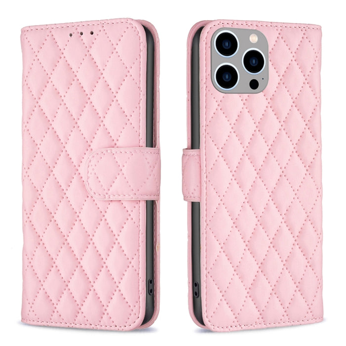 Estuche para teléfono de cuero con tapa tipo billetera Diamond Lattice