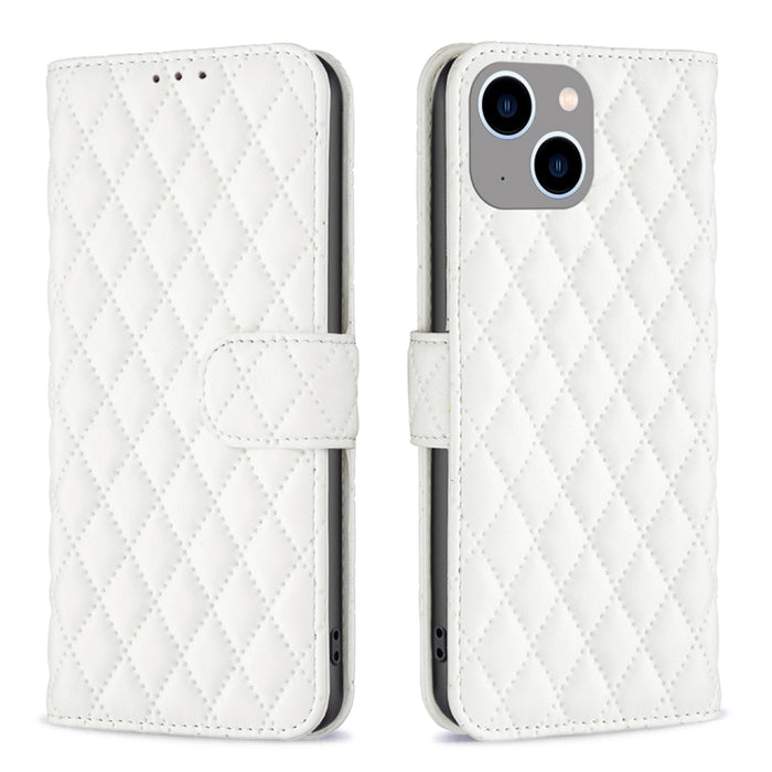 Estuche para teléfono de cuero con tapa tipo billetera Diamond Lattice