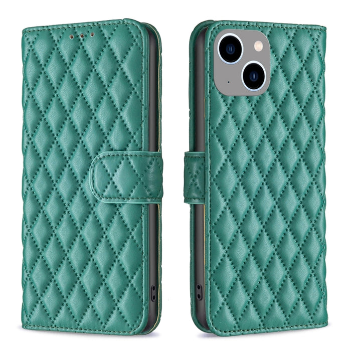 Estuche para teléfono de cuero con tapa tipo billetera Diamond Lattice
