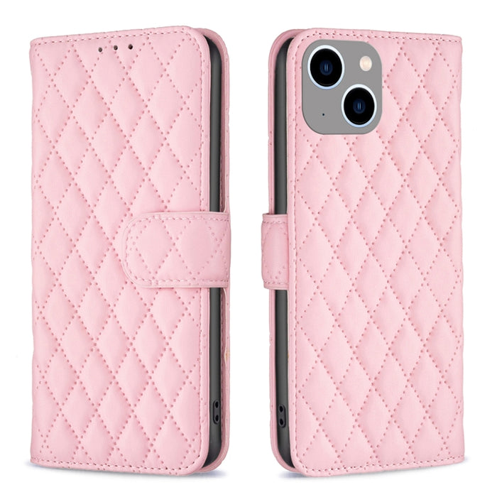 Estuche para teléfono de cuero con tapa tipo billetera Diamond Lattice