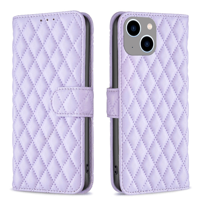 Estuche para teléfono de cuero con tapa tipo billetera Diamond Lattice