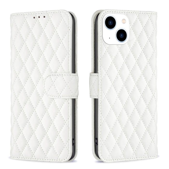 Estuche para teléfono de cuero con tapa tipo billetera Diamond Lattice