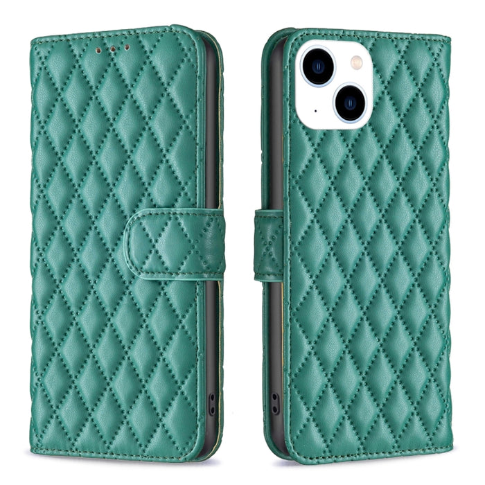 Estuche para teléfono de cuero con tapa tipo billetera Diamond Lattice