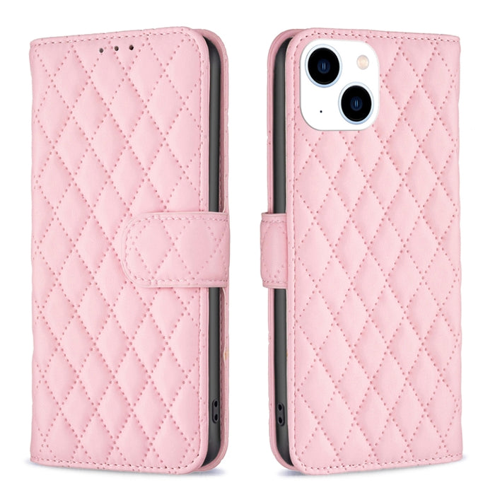 Estuche para teléfono de cuero con tapa tipo billetera Diamond Lattice