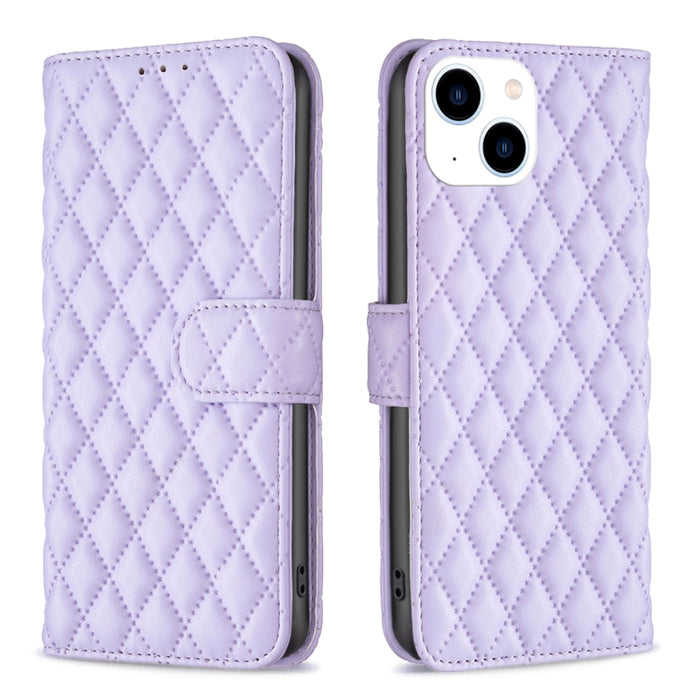 Estuche para teléfono de cuero con tapa tipo billetera Diamond Lattice