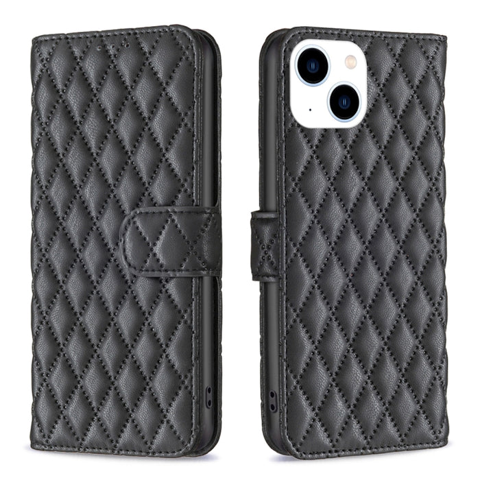 Estuche para teléfono de cuero con tapa tipo billetera Diamond Lattice