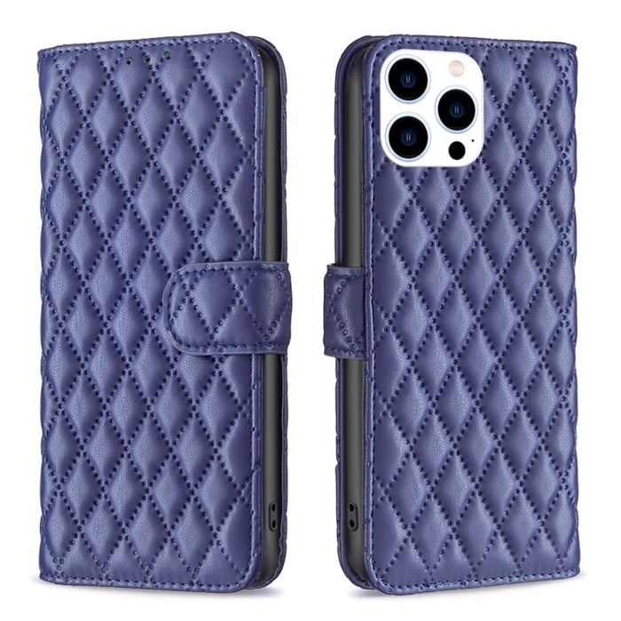 Estuche para teléfono de cuero con tapa tipo billetera Diamond Lattice