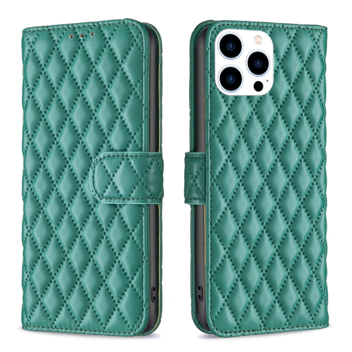 Estuche para teléfono de cuero con tapa tipo billetera Diamond Lattice