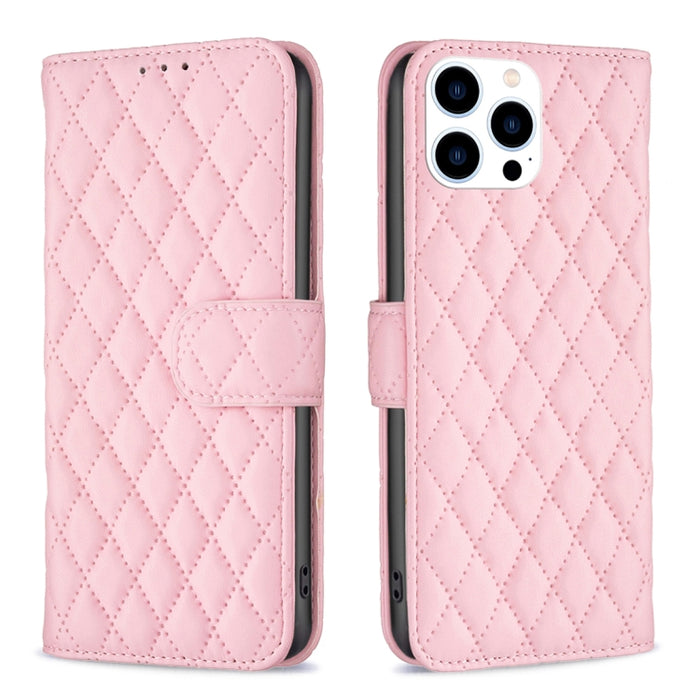 Estuche para teléfono de cuero con tapa tipo billetera Diamond Lattice
