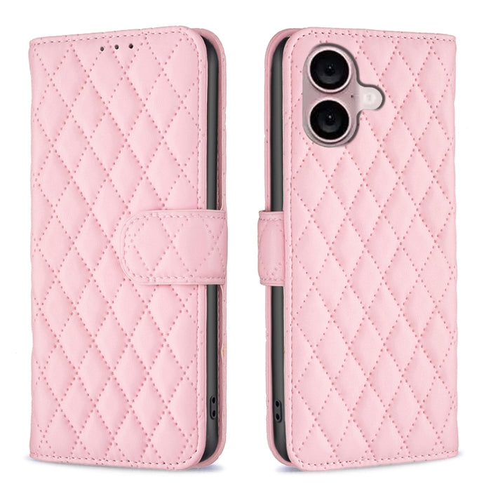 Estuche para teléfono de cuero con tapa tipo billetera Diamond Lattice