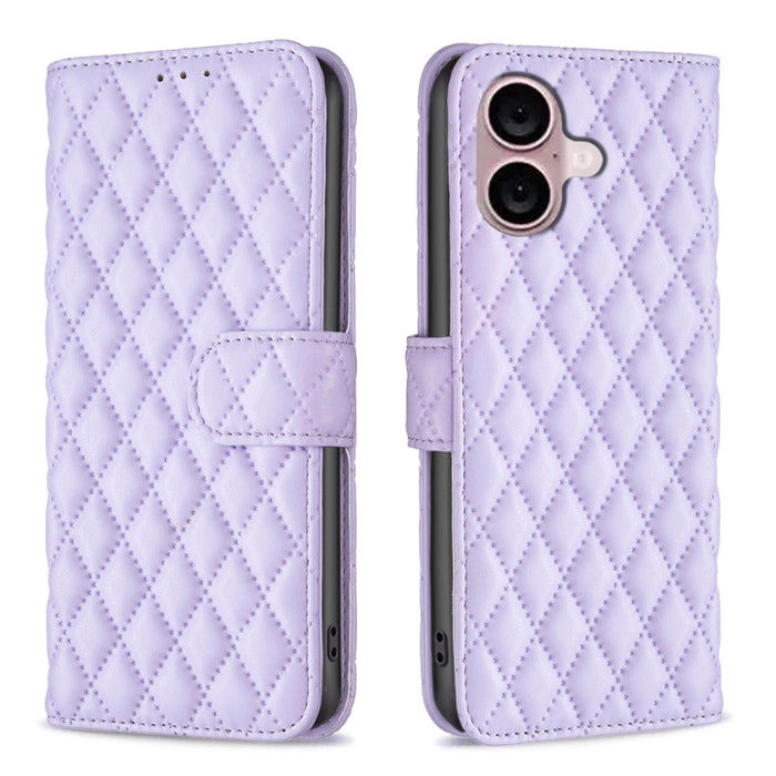 Estuche para teléfono de cuero con tapa tipo billetera Diamond Lattice