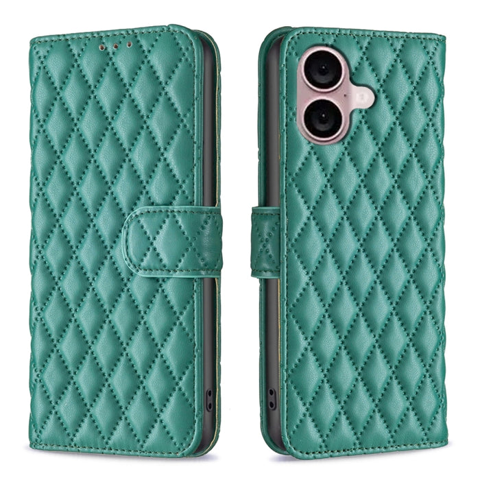 Estuche para teléfono de cuero con tapa tipo billetera Diamond Lattice