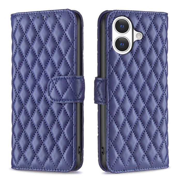 Estuche para teléfono de cuero con tapa tipo billetera Diamond Lattice