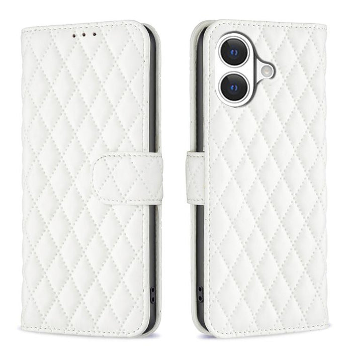 Estuche para teléfono de cuero con tapa tipo billetera Diamond Lattice