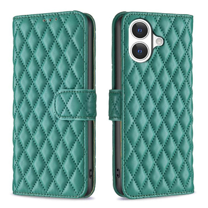 Estuche para teléfono de cuero con tapa tipo billetera Diamond Lattice
