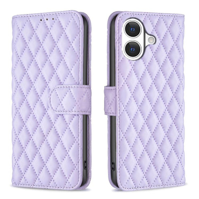 Estuche para teléfono de cuero con tapa tipo billetera Diamond Lattice