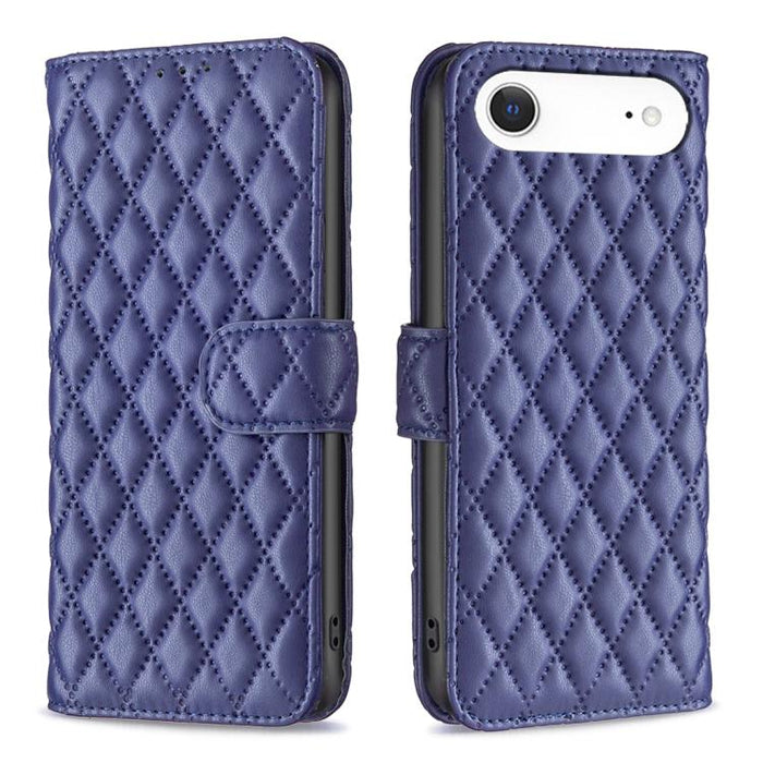 Estuche para teléfono de cuero con tapa tipo billetera Diamond Lattice