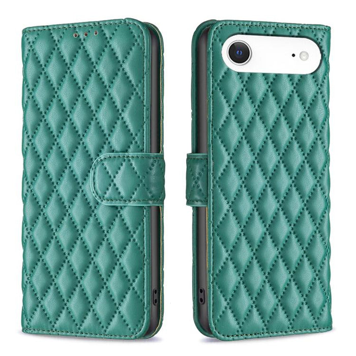 Estuche para teléfono de cuero con tapa tipo billetera Diamond Lattice