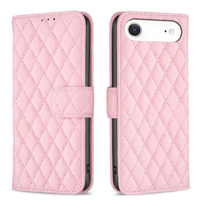 Estuche para teléfono de cuero con tapa tipo billetera Diamond Lattice