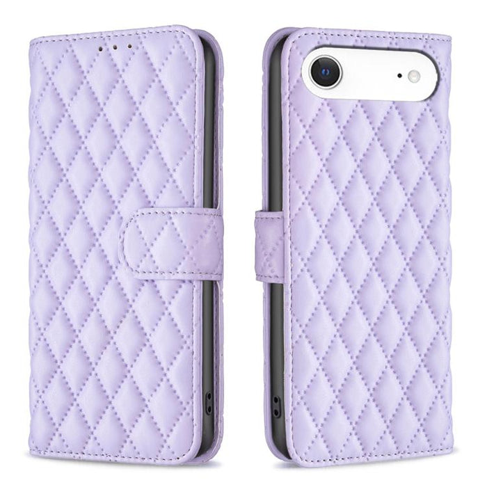 Estuche para teléfono de cuero con tapa tipo billetera Diamond Lattice