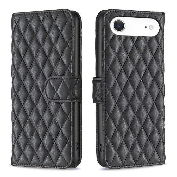 Estuche para teléfono de cuero con tapa tipo billetera Diamond Lattice