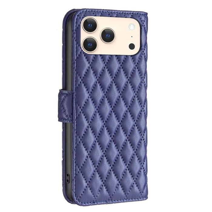 Estuche para teléfono de cuero con tapa tipo billetera Diamond Lattice