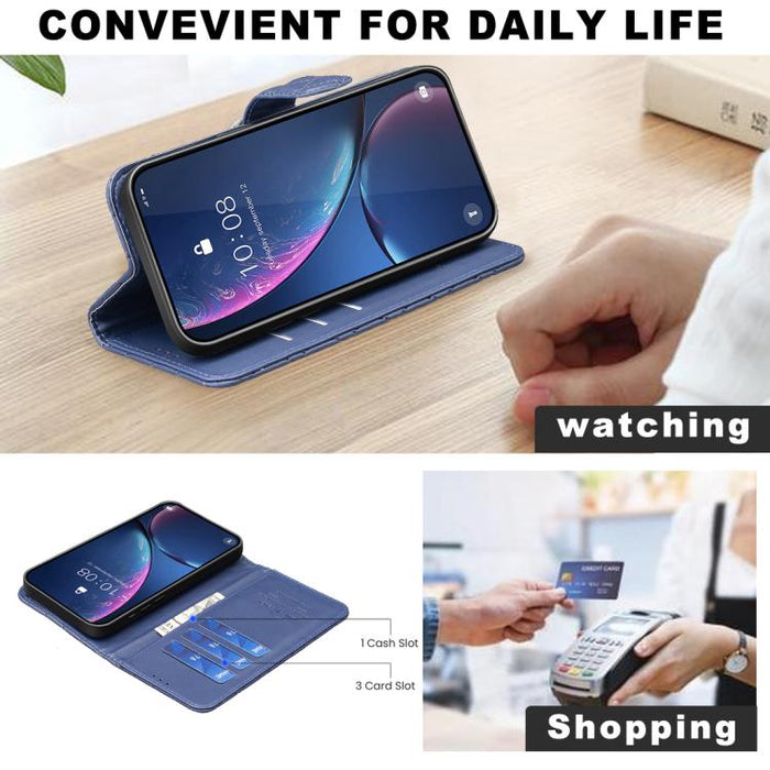 Estuche para teléfono de cuero con tapa tipo billetera Diamond Lattice