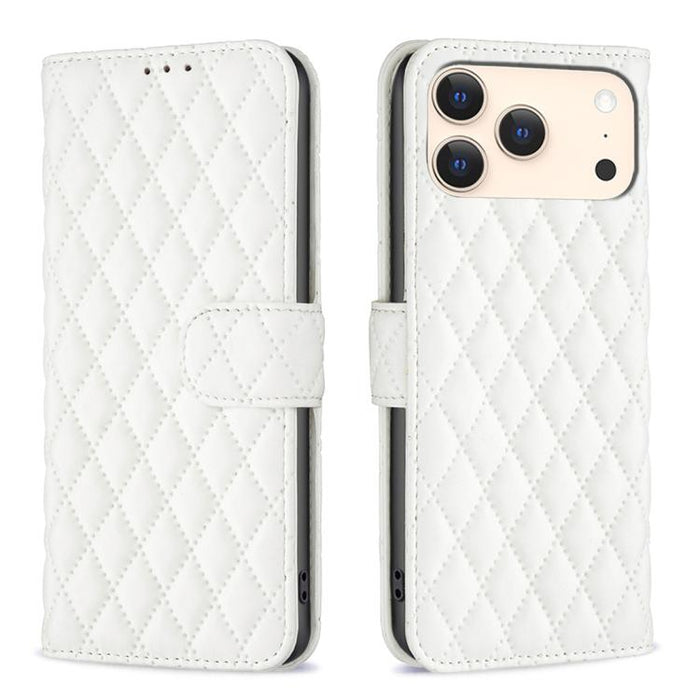 Estuche para teléfono de cuero con tapa tipo billetera Diamond Lattice