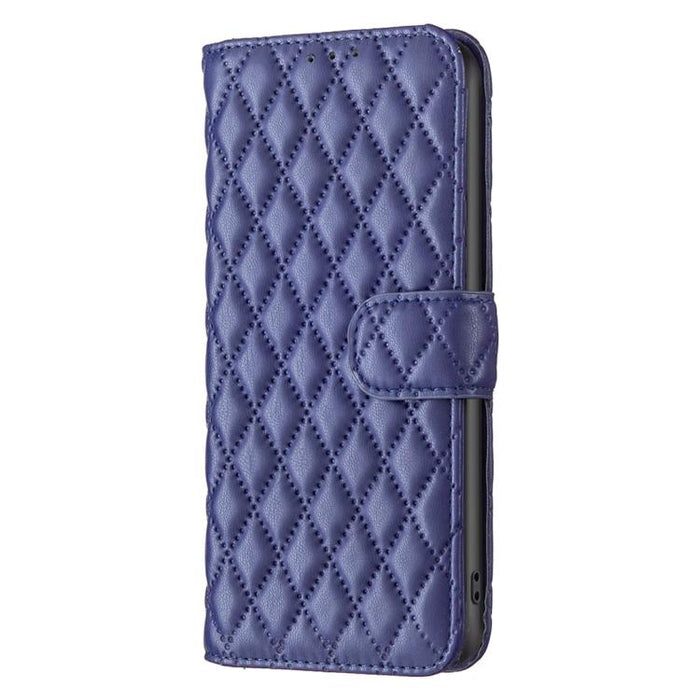 Estuche para teléfono de cuero con tapa tipo billetera Diamond Lattice