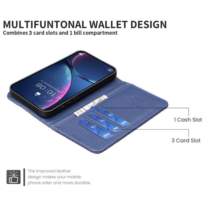 Estuche para teléfono de cuero con tapa tipo billetera Diamond Lattice