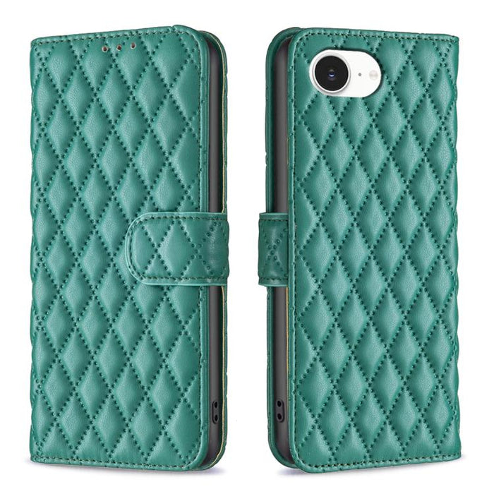 Estuche para teléfono de cuero con tapa tipo billetera Diamond Lattice
