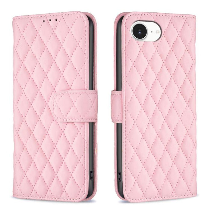 Estuche para teléfono de cuero con tapa tipo billetera Diamond Lattice