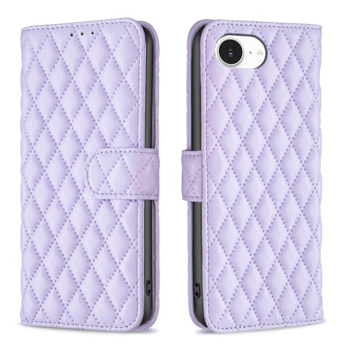 Estuche para teléfono de cuero con tapa tipo billetera Diamond Lattice