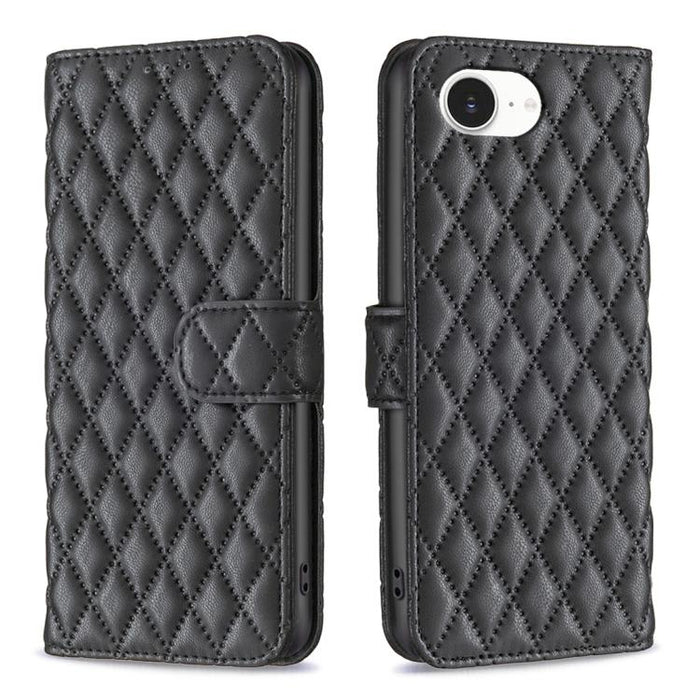Estuche para teléfono de cuero con tapa tipo billetera Diamond Lattice