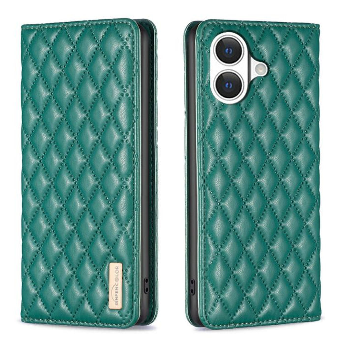 Estuche para teléfono con tapa de cuero magnético Diamond Lattice, For iPhone 18 Pro/17 Pro, For iPhone 18 Pro Max/17 Pro Max, For iPhone 17, For iPhone 17 Air, For iPhone 16 Pro Max, For iPhone 16 Pro, For iPhone 16 Plus, For iPhone 16                ...