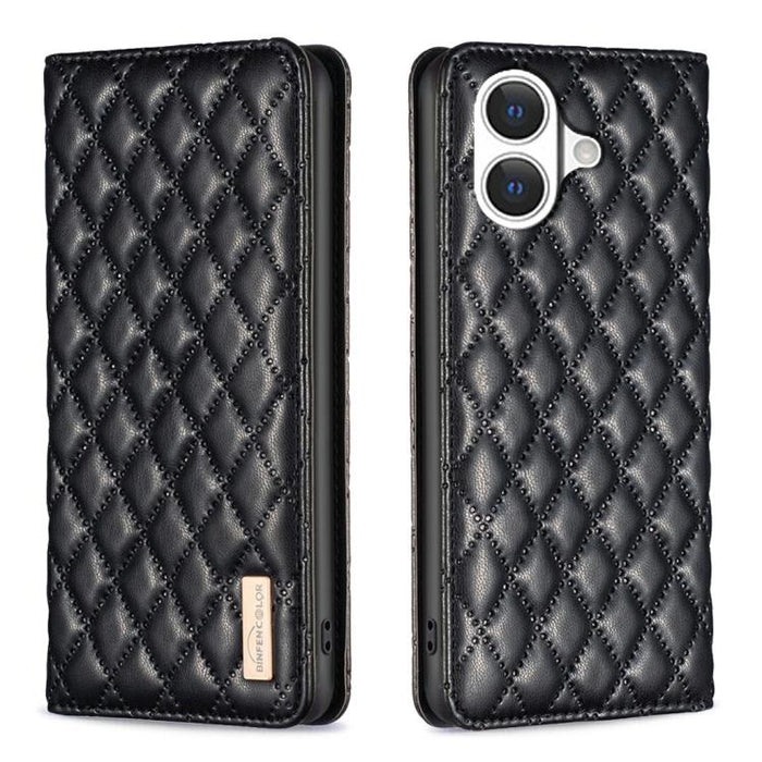 Estuche para teléfono con tapa de cuero magnético Diamond Lattice, For iPhone 18 Pro/17 Pro, For iPhone 18 Pro Max/17 Pro Max, For iPhone 17, For iPhone 17 Air, For iPhone 16 Pro Max, For iPhone 16 Pro, For iPhone 16 Plus, For iPhone 16                ...