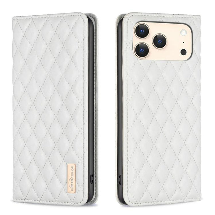 Estuche para teléfono con tapa de cuero magnético Diamond Lattice, For iPhone 18 Pro/17 Pro, For iPhone 18 Pro Max/17 Pro Max, For iPhone 17, For iPhone 17 Air, For iPhone 16 Pro Max, For iPhone 16 Pro, For iPhone 16 Plus, For iPhone 16                ...